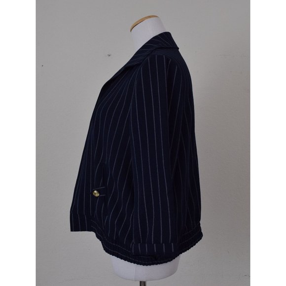 Vintage 90s Lightweight Pinstripe Navy Jacket size L - Picture 2 of 10